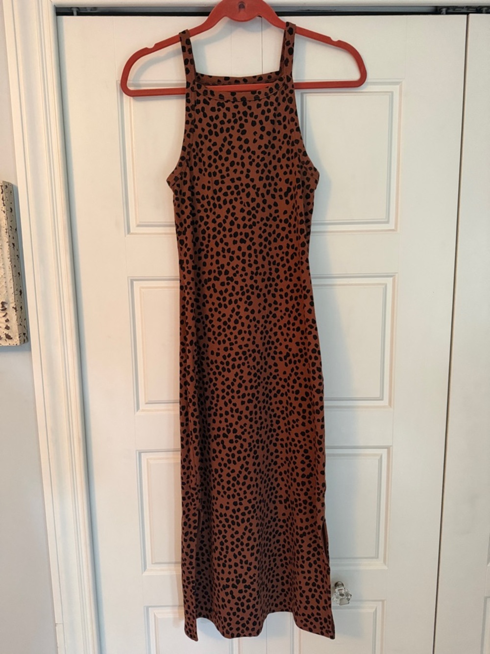 Old Navy Rust Brown Spot-Print Midi Dress